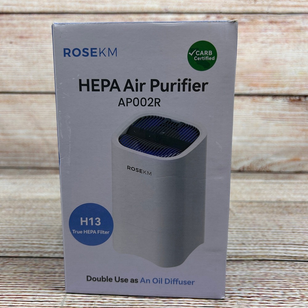 ROSEKM AP002R HEPA Air Purifier Oil Diffuser H13 Filter White Night Light NEW